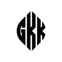 GKK circle letter logo design with circle and ellipse shape. GKK ellipse letters with typographic style. The three initials form a circle logo. GKK Circle Emblem Abstract Monogram Letter Mark Vector. vector