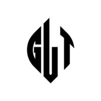 diseño de logotipo de letra de círculo glt con forma de círculo y elipse. glt elipse letras con estilo tipográfico. las tres iniciales forman un logo circular. vector de marca de letra de monograma abstracto del emblema del círculo glt.