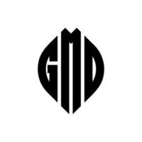 diseño de logotipo de letra de círculo gmd con forma de círculo y elipse. gmd letras elipses con estilo tipográfico. las tres iniciales forman un logo circular. vector de marca de letra de monograma abstracto del emblema del círculo gmd.