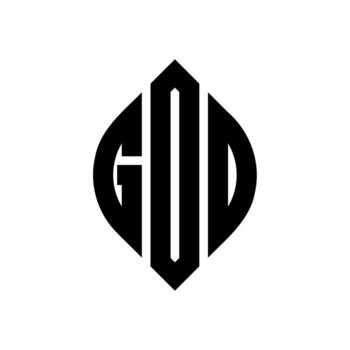 GOD circle letter logo design with circle and ellipse shape. GOD ellipse letters with typographic style. The three initials form a circle logo. GOD Circle Emblem Abstract Monogram Letter Mark Vector. vector