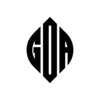 diseño de logotipo de letra de círculo goa con forma de círculo y elipse. goa letras elipses con estilo tipográfico. las tres iniciales forman un logo circular. vector de marca de letra de monograma abstracto del emblema del círculo de goa.