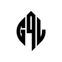 diseño de logotipo de letra de círculo gql con forma de círculo y elipse. letras elipses gql con estilo tipográfico. las tres iniciales forman un logo circular. vector de marca de letra de monograma abstracto del emblema del círculo gql.