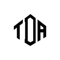 TDA letter logo design with polygon shape. TDA polygon and cube shape logo design. TDA hexagon vector logo template white and black colors. TDA monogram, business and real estate logo.