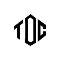 TDC letter logo design with polygon shape. TDC polygon and cube shape logo design. TDC hexagon vector logo template white and black colors. TDC monogram, business and real estate logo.