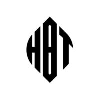 diseño de logotipo de letra de círculo hbt con forma de círculo y elipse. hbt letras elipses con estilo tipográfico. las tres iniciales forman un logo circular. vector de marca de letra de monograma abstracto del emblema del círculo hbt.