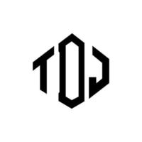 TDJ letter logo design with polygon shape. TDJ polygon and cube shape logo design. TDJ hexagon vector logo template white and black colors. TDJ monogram, business and real estate logo.