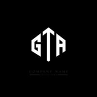 GTA letter logo design with polygon shape. GTA polygon and cube shape logo design. GTA hexagon vector logo template white and black colors. GTA monogram, business and real estate logo.