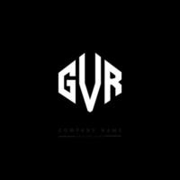 GVR letter logo design with polygon shape. GVR polygon and cube shape logo design. GVR hexagon vector logo template white and black colors. GVR monogram, business and real estate logo.