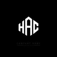 diseño de logotipo de letra hac con forma de polígono. diseño de logotipo en forma de cubo y polígono hac. hac hexágono vector logo plantilla colores blanco y negro. monograma hac, logotipo comercial e inmobiliario.