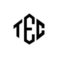 diseño de logotipo de letra tec con forma de polígono. diseño de logotipo en forma de polígono y cubo tec. tec hexágono vector logo plantilla colores blanco y negro. monograma tec, logo comercial e inmobiliario.