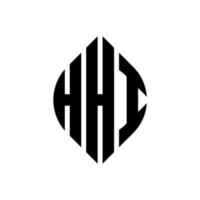 diseño de logotipo de letra de círculo hhi con forma de círculo y elipse. hhi letras elipses con estilo tipográfico. las tres iniciales forman un logo circular. vector de marca de letra de monograma abstracto del emblema del círculo hhi.