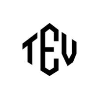 TEV letter logo design with polygon shape. TEV polygon and cube shape logo design. TEV hexagon vector logo template white and black colors. TEV monogram, business and real estate logo.