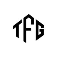 TFG letter logo design with polygon shape. TFG polygon and cube shape logo design. TFG hexagon vector logo template white and black colors. TFG monogram, business and real estate logo.