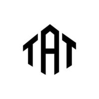 diseño de logotipo de letra tat con forma de polígono. Diseño de logotipo en forma de polígono y cubo. tat hexágono vector logo plantilla colores blanco y negro. monograma tat, logo de negocios y bienes raíces.