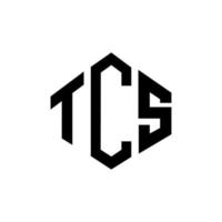 TCS letter logo design with polygon shape. TCS polygon and cube shape logo design. TCS hexagon vector logo template white and black colors. TCS monogram, business and real estate logo.