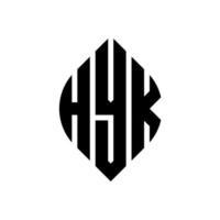 diseño de logotipo de letra de círculo hyk con forma de círculo y elipse. Letras de elipse hyk con estilo tipográfico. las tres iniciales forman un logo circular. vector de marca de letra de monograma abstracto del emblema del círculo hyk.