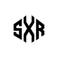 SXR letter logo design with polygon shape. SXR polygon and cube shape logo design. SXR hexagon vector logo template white and black colors. SXR monogram, business and real estate logo.