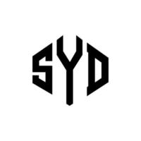 diseño de logotipo de letra syd con forma de polígono. diseño de logotipo en forma de cubo y polígono syd. syd hexagon vector logo plantilla colores blanco y negro. monograma de syd, logotipo de negocios y bienes raíces.