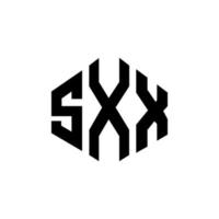 diseño de logotipo de letra sxx con forma de polígono. Diseño de logotipo en forma de cubo y polígono sxx. sxx hexágono vector logo plantilla colores blanco y negro. monograma sxx, logotipo comercial y inmobiliario.