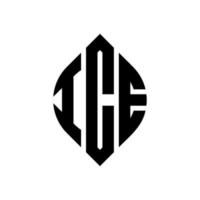 ICE circle letter logo design with circle and ellipse shape. ICE ellipse letters with typographic style. The three initials form a circle logo. ICE Circle Emblem Abstract Monogram Letter Mark Vector. vector