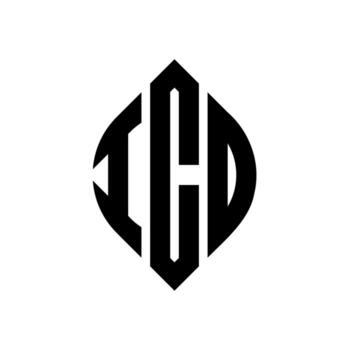 diseño de logotipo de letra de círculo ico con forma de círculo y elipse. ico letras elipses con estilo tipográfico. las tres iniciales forman un logo circular. vector de marca de letra de monograma abstracto del emblema del círculo ico.
