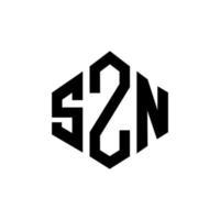 SZN letter logo design with polygon shape. SZN polygon and cube shape logo design. SZN hexagon vector logo template white and black colors. SZN monogram, business and real estate logo.