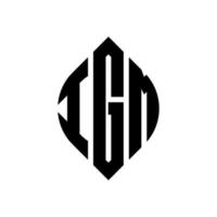 IGM circle letter logo design with circle and ellipse shape. IGM ellipse letters with typographic style. The three initials form a circle logo. IGM Circle Emblem Abstract Monogram Letter Mark Vector. vector