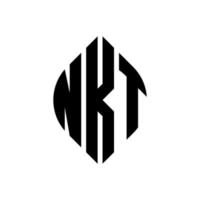 NKT circle letter logo design with circle and ellipse shape. NKT ellipse letters with typographic style. The three initials form a circle logo. NKT Circle Emblem Abstract Monogram Letter Mark Vector. vector