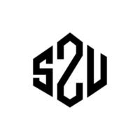 SZU letter logo design with polygon shape. SZU polygon and cube shape logo design. SZU hexagon vector logo template white and black colors. SZU monogram, business and real estate logo.