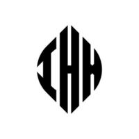 IHX circle letter logo design with circle and ellipse shape. IHX ellipse letters with typographic style. The three initials form a circle logo. IHX Circle Emblem Abstract Monogram Letter Mark Vector. vector