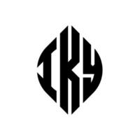 diseño de logotipo de letra de círculo iky con forma de círculo y elipse. letras de elipse iky con estilo tipográfico. las tres iniciales forman un logo circular. vector de marca de letra de monograma abstracto del emblema del círculo iky.