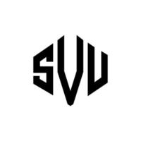 diseño de logotipo de letra svu con forma de polígono. diseño de logotipo en forma de cubo y polígono svu. svu hexágono vector logo plantilla colores blanco y negro. monograma svu, logotipo comercial y inmobiliario.