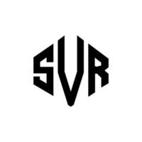 SVR letter logo design with polygon shape. SVR polygon and cube shape logo design. SVR hexagon vector logo template white and black colors. SVR monogram, business and real estate logo.