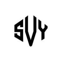 SVY letter logo design with polygon shape. SVY polygon and cube shape logo design. SVY hexagon vector logo template white and black colors. SVY monogram, business and real estate logo.