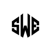 SWE letter logo design with polygon shape. SWE polygon and cube shape logo design. SWE hexagon vector logo template white and black colors. SWE monogram, business and real estate logo.