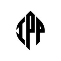 IPP circle letter logo design with circle and ellipse shape. IPP ellipse letters with typographic style. The three initials form a circle logo. IPP Circle Emblem Abstract Monogram Letter Mark Vector. vector