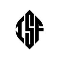 diseño de logotipo de letra de círculo isf con forma de círculo y elipse. isf letras elipses con estilo tipográfico. las tres iniciales forman un logo circular. vector de marca de letra de monograma abstracto del emblema del círculo isf.