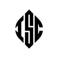 ISC circle letter logo design with circle and ellipse shape. ISC ellipse letters with typographic style. The three initials form a circle logo. ISC Circle Emblem Abstract Monogram Letter Mark Vector. vector