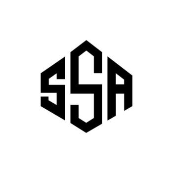 SSA letter logo design with polygon shape. SSA polygon and cube shape logo design. SSA hexagon vector logo template white and black colors. SSA monogram, business and real estate logo.