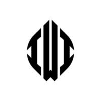 diseño de logotipo de letra de círculo iwi con forma de círculo y elipse. Letras de elipse iwi con estilo tipográfico. las tres iniciales forman un logo circular. vector de marca de letra de monograma abstracto del emblema del círculo iwi.