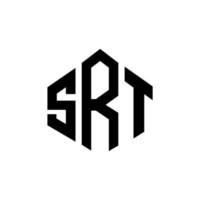 diseño de logotipo de letra srt con forma de polígono. diseño de logotipo en forma de cubo y polígono srt. plantilla de logotipo vectorial hexagonal srt colores blanco y negro. monograma srt, logotipo empresarial y inmobiliario. vector