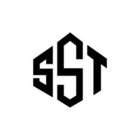 diseño de logotipo de letra sst con forma de polígono. diseño de logotipo en forma de cubo y polígono sst. plantilla de logotipo vectorial hexagonal sst colores blanco y negro. monograma sst, logotipo comercial e inmobiliario. vector