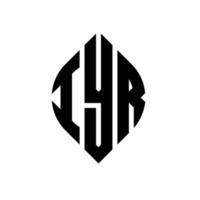 diseño de logotipo de letra de círculo iyr con forma de círculo y elipse. iyr letras elipses con estilo tipográfico. las tres iniciales forman un logo circular. vector de marca de letra de monograma abstracto del emblema del círculo iyr.