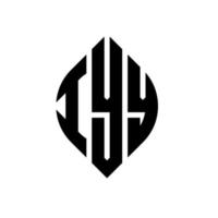 Diseño de logotipo de letra de círculo iyy con forma de círculo y elipse. iyy letras elipses con estilo tipográfico. las tres iniciales forman un logo circular. vector de marca de letra de monograma abstracto del emblema del círculo iyy.
