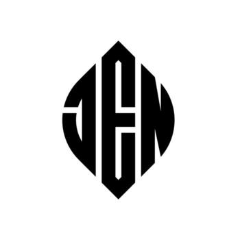 JEN circle letter logo design with circle and ellipse shape. JEN ellipse letters with typographic style. The three initials form a circle logo. JEN Circle Emblem Abstract Monogram Letter Mark Vector. vector
