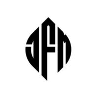 diseño de logotipo de letra de círculo jfm con forma de círculo y elipse. Letras de elipse jfm con estilo tipográfico. las tres iniciales forman un logo circular. vector de marca de letra de monograma abstracto del emblema del círculo jfm.