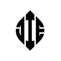 diseño de logotipo de letra de círculo jie con forma de círculo y elipse. letras de elipse jie con estilo tipográfico. las tres iniciales forman un logo circular. vector de marca de letra de monograma abstracto del emblema del círculo jie.