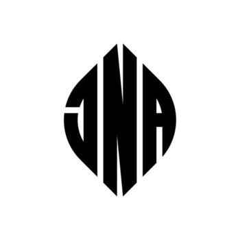 JNA circle letter logo design with circle and ellipse shape. JNA ellipse letters with typographic style. The three initials form a circle logo. JNA Circle Emblem Abstract Monogram Letter Mark Vector. vector