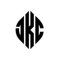 JKC circle letter logo design with circle and ellipse shape. JKC ellipse letters with typographic style. The three initials form a circle logo. JKC Circle Emblem Abstract Monogram Letter Mark Vector