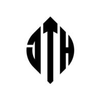 diseño de logotipo de letra de círculo jth con forma de círculo y elipse. Letras de elipse jth con estilo tipográfico. las tres iniciales forman un logo circular. Vector de marca de letra de monograma abstracto del emblema del círculo jth.